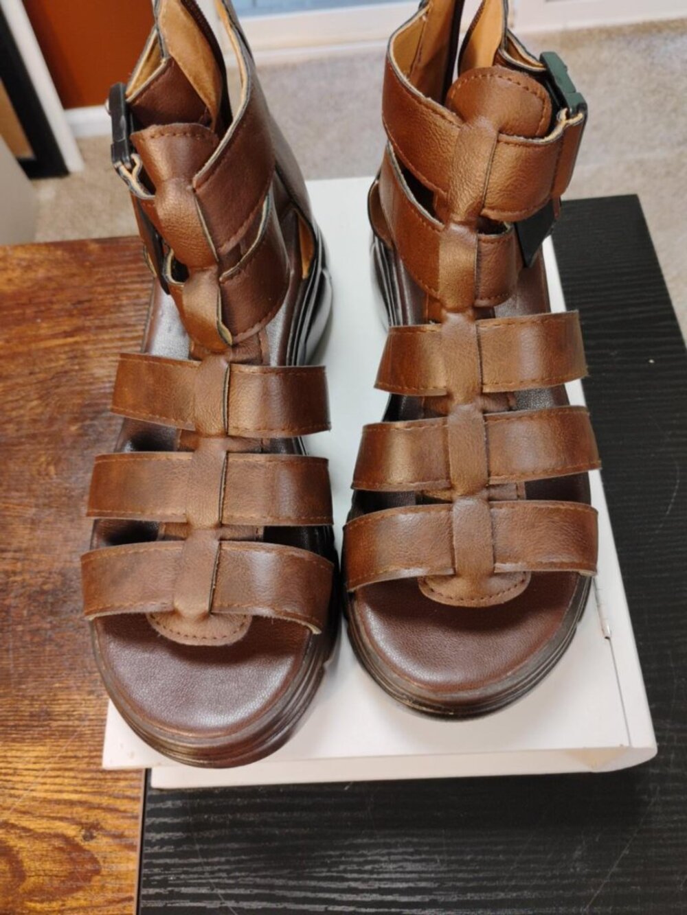Brown Gladiator Chunky Platform Sandals EU 40